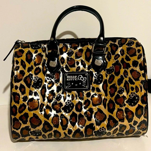 Hello Kitty Bags Sanrio Hello Kitty Cheetah Leopard Print Large Purse Bowler Handbag Kawaii Poshmark
